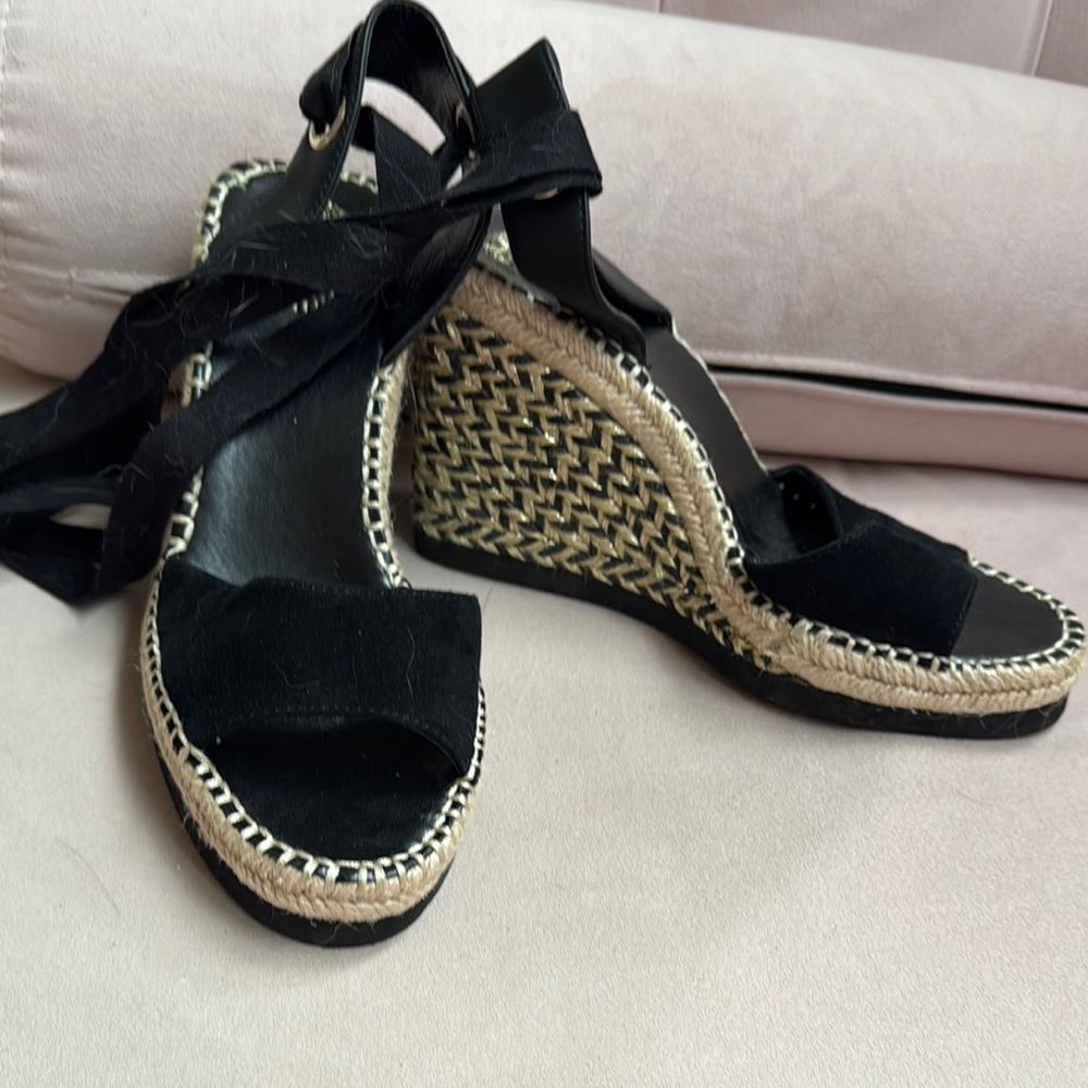 Vince Camuto Black Espadrille Shoes with Suede Finish
